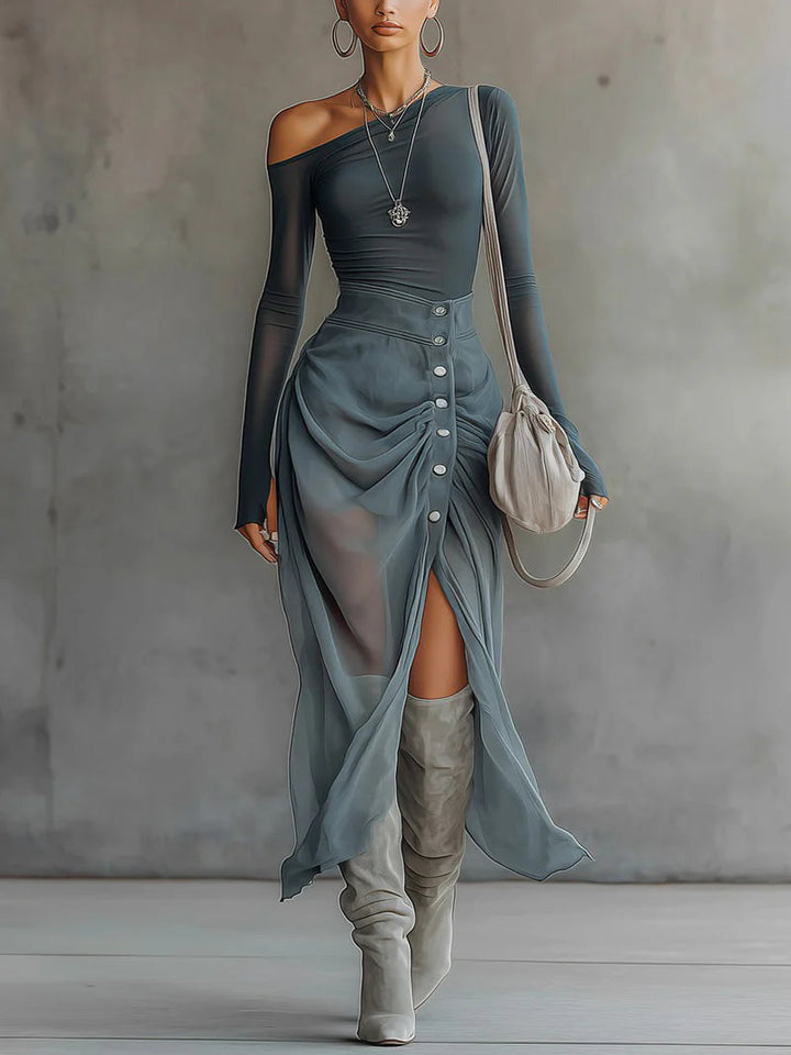 Asymmetrical Grey Set with Cut-Outs
