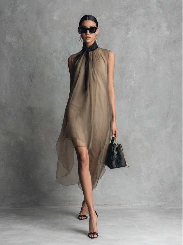 Draped dress in khaki
