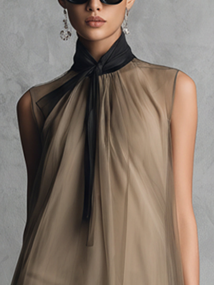 Draped dress in khaki