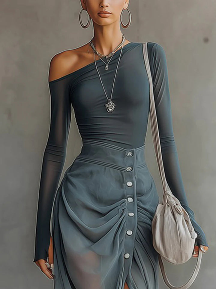 Asymmetrical Grey Set with Cut-Outs