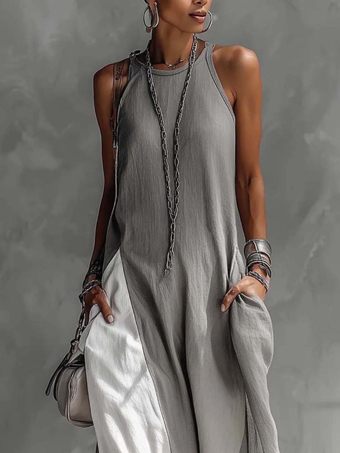 Grey Colour Maxi Dress