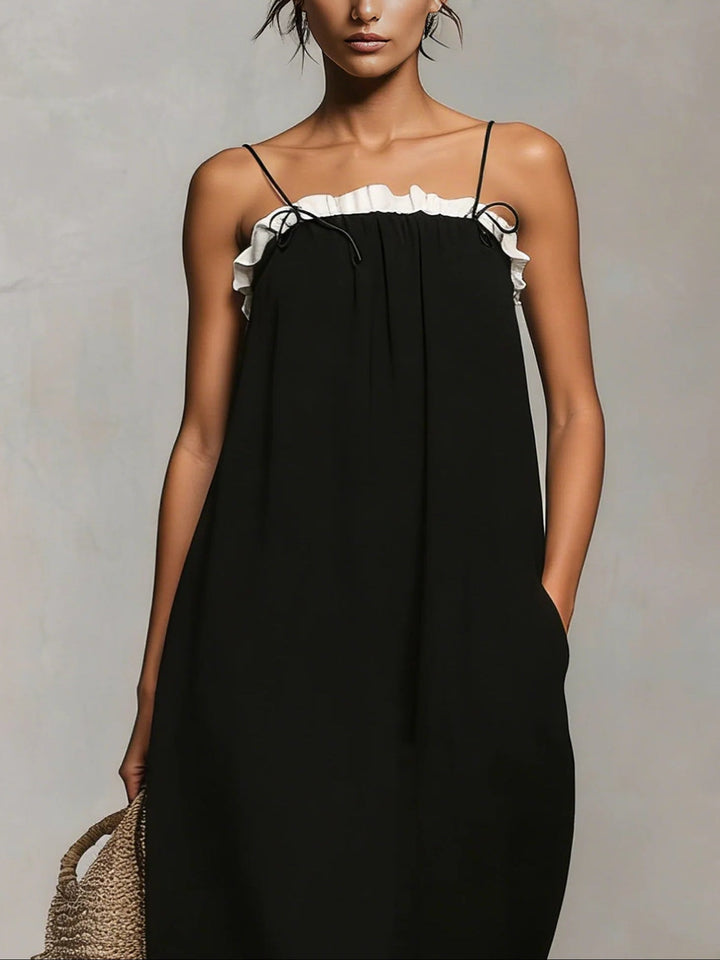 Mirelle™ | Maxi Dress with Colour Blocks and Thin Straps