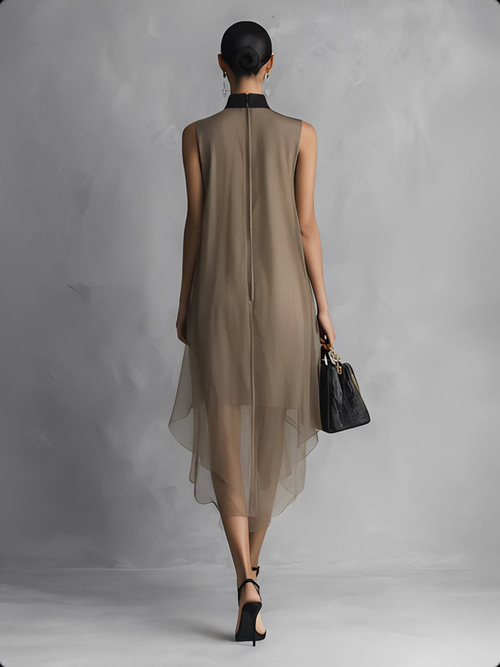Draped dress in khaki