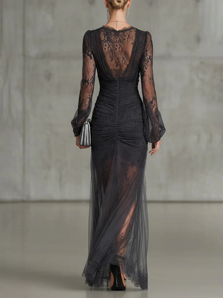 Tessa | Sheer Ruffled Lace Dress