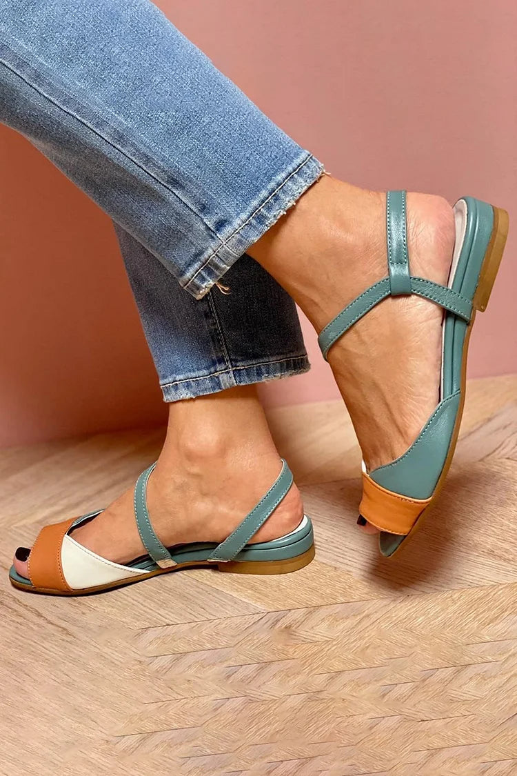 Paula - Colour-Block Quilted Peep-Toe Slingback Sandals