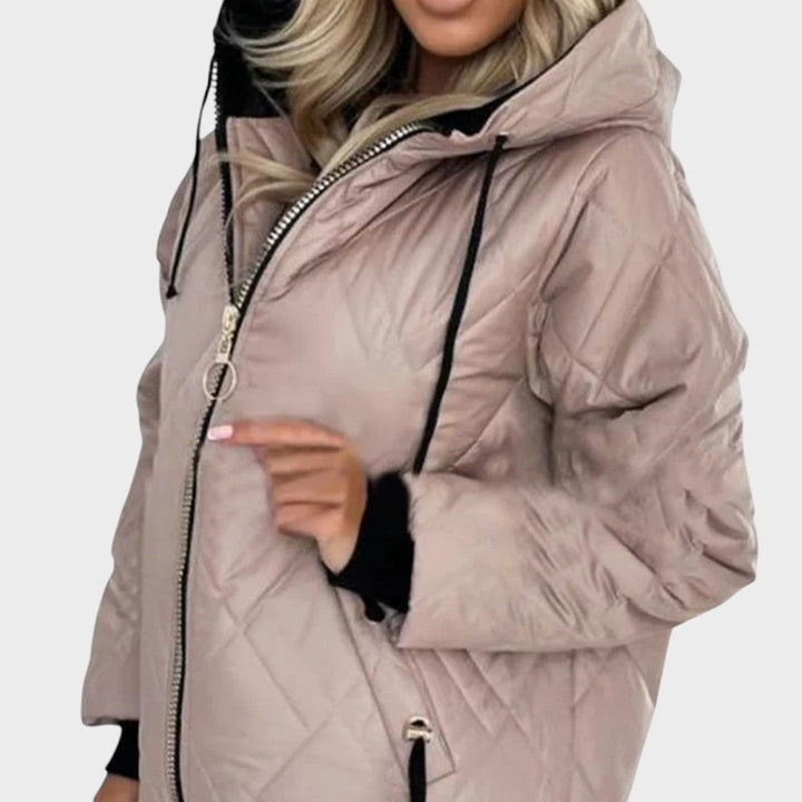 Marilyn | Quilted Hooded Zip Front Jacket