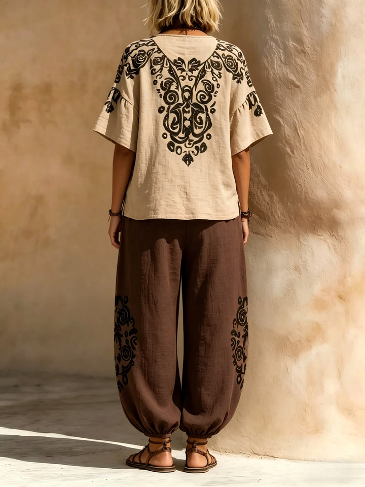 Wren | Ethnic Print Lantern Trouser Set