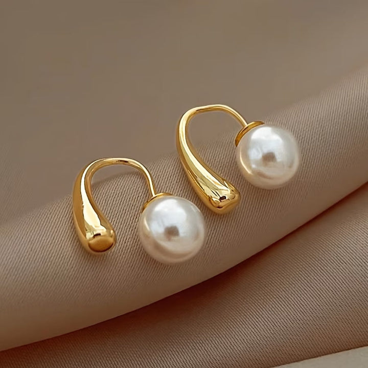 Minimalist Arc Pearl Earrings