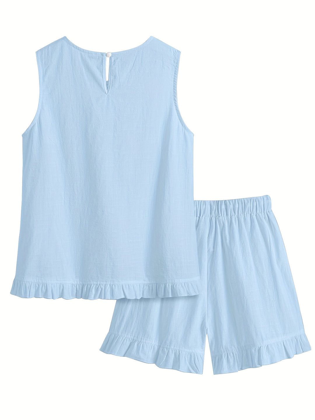 Loose Openwork Top and Ruffle Shorts Set