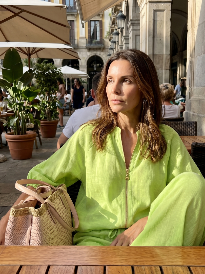 Natalia | Top Blouson with Zip and Wide Leg Trousers