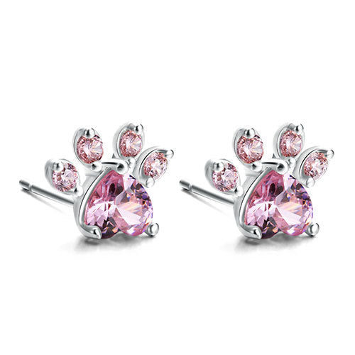Rose Gold Paw Jewellery Set – 4 Pieces with Zirconia Heart (Ring, Necklace, Earrings, Bracelet)
