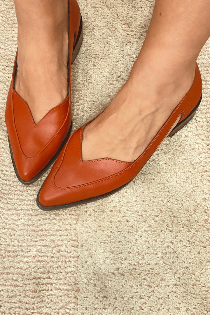 Pointed Navy Blue Cut-out Slip-on Ballerinas