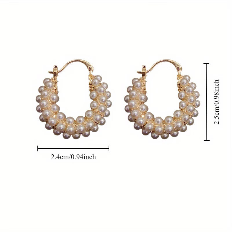 Layered Pearl Hoop Earrings
