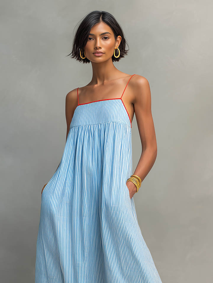 Greta | Striped Gathered Maxi Dress