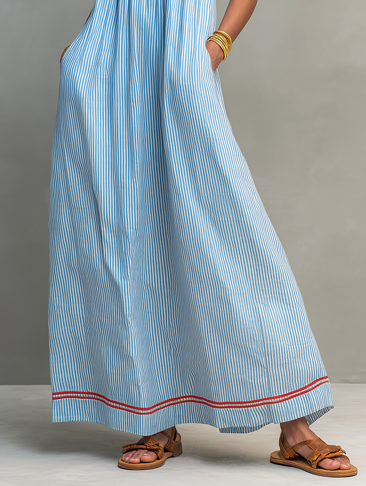 Greta | Striped Gathered Maxi Dress