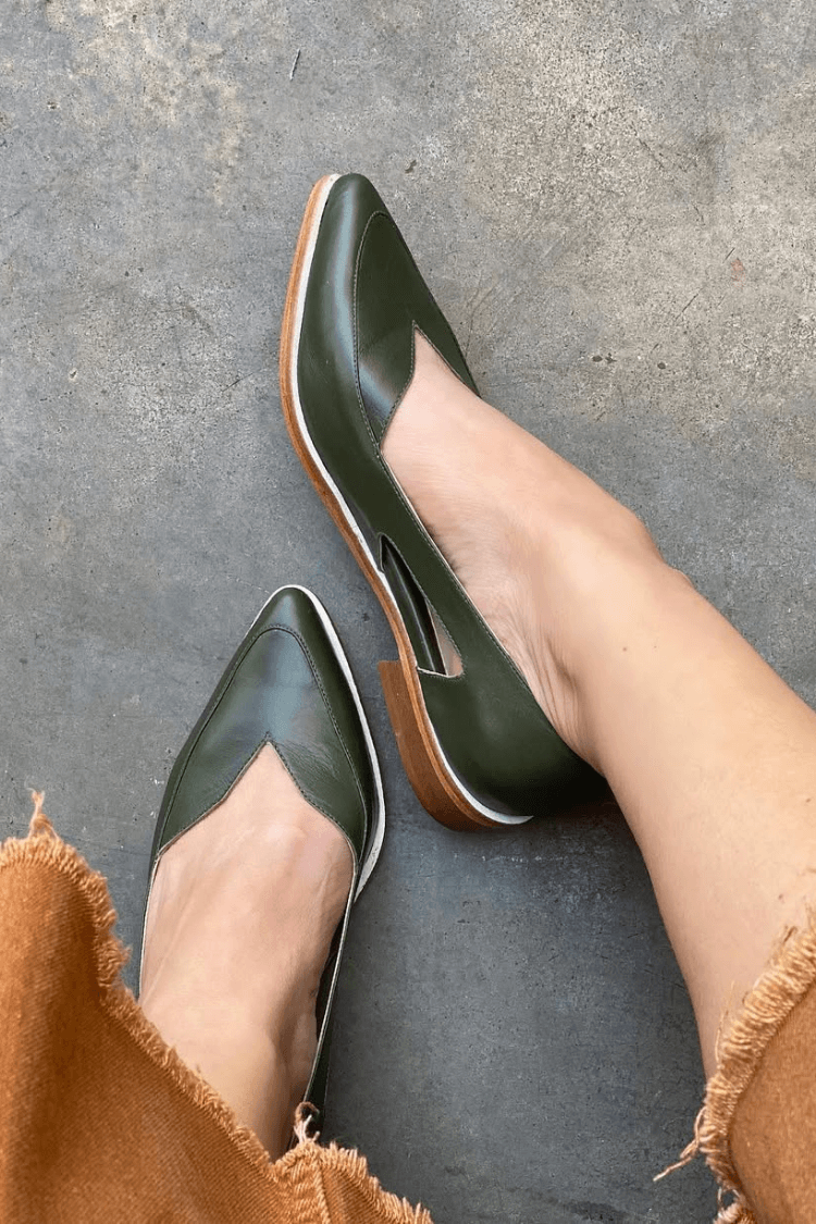 Pointed Navy Blue Cut-out Slip-on Ballerinas