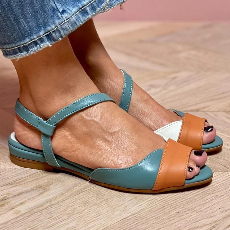 Paula - Colour-Block Quilted Peep-Toe Slingback Sandals