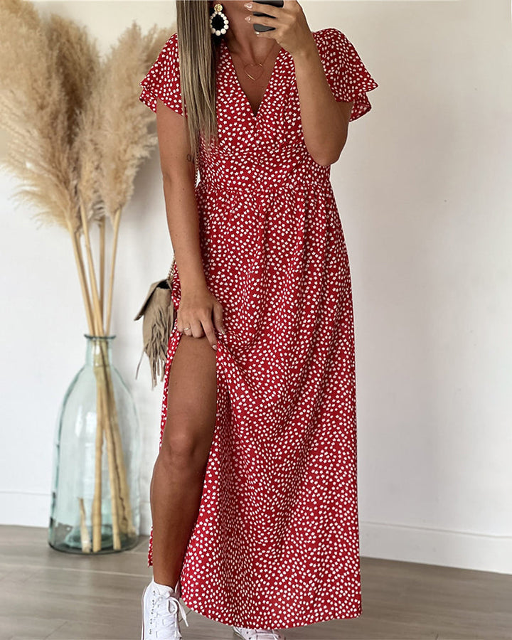 Tessa | Long Printed Dress with V-Neck