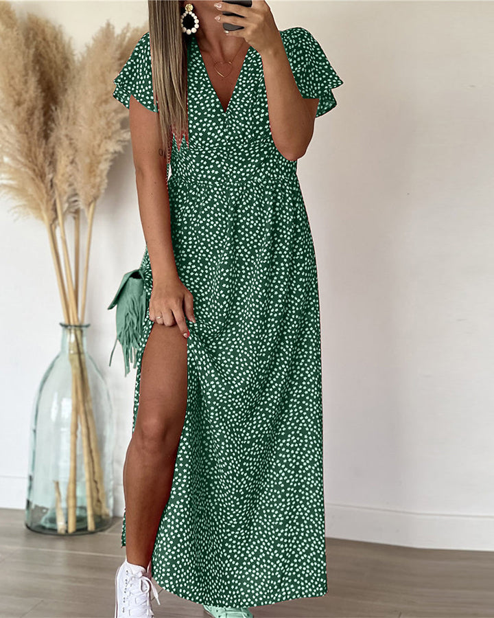 Tessa | Long Printed Dress with V-Neck