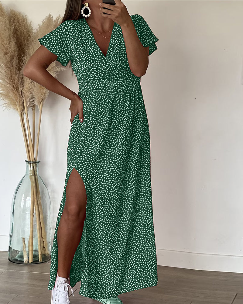 Tessa | Long Printed Dress with V-Neck