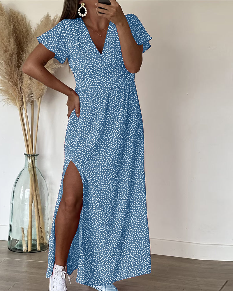 Tessa | Long Printed Dress with V-Neck