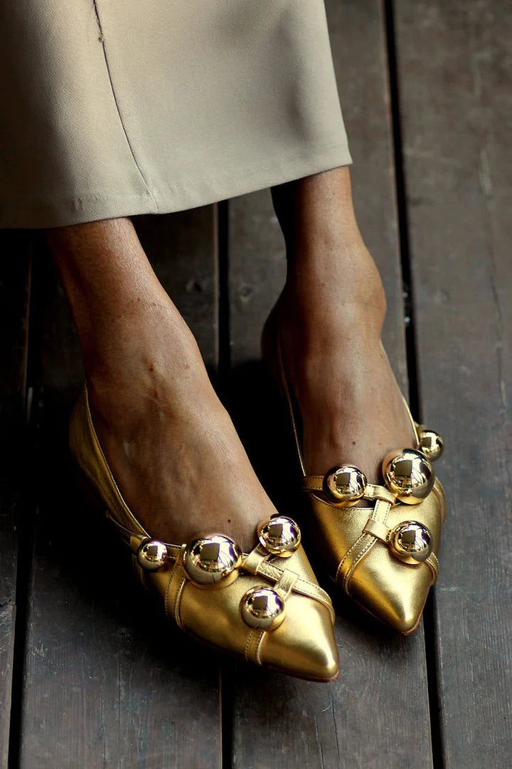 Metallic Gold Pointed Ballet Flats [Pre-Order]