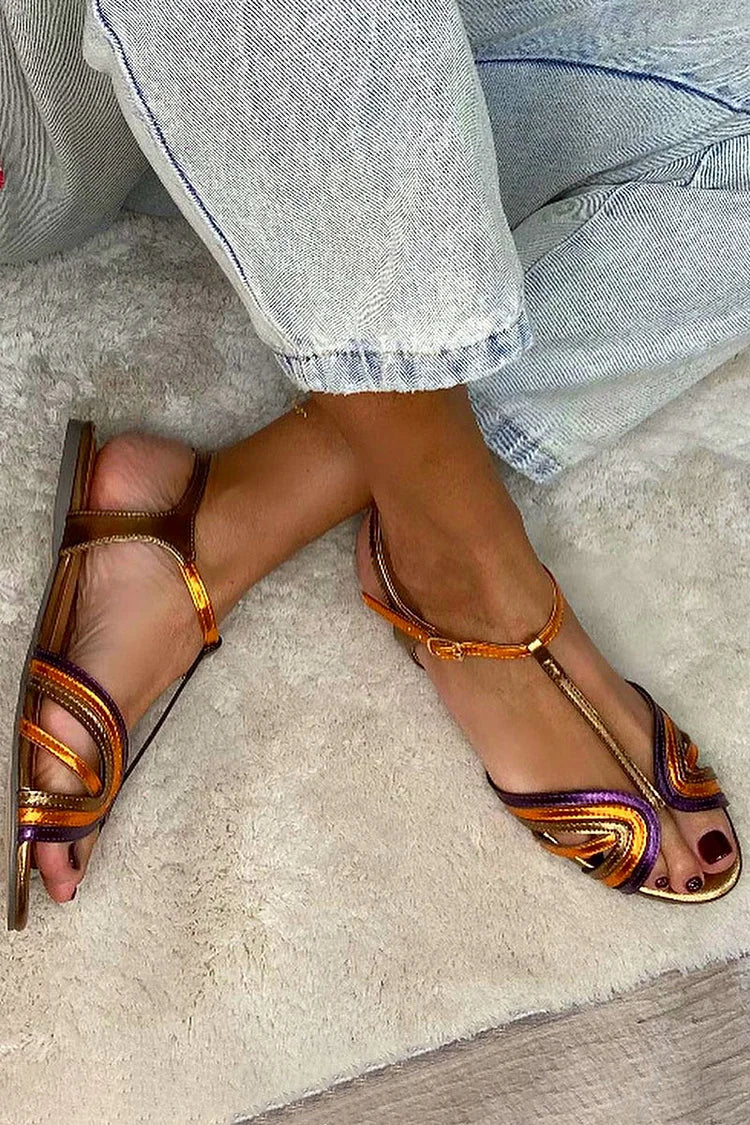 Gaia - Multicolour & Gold Peep-Toe Sandals