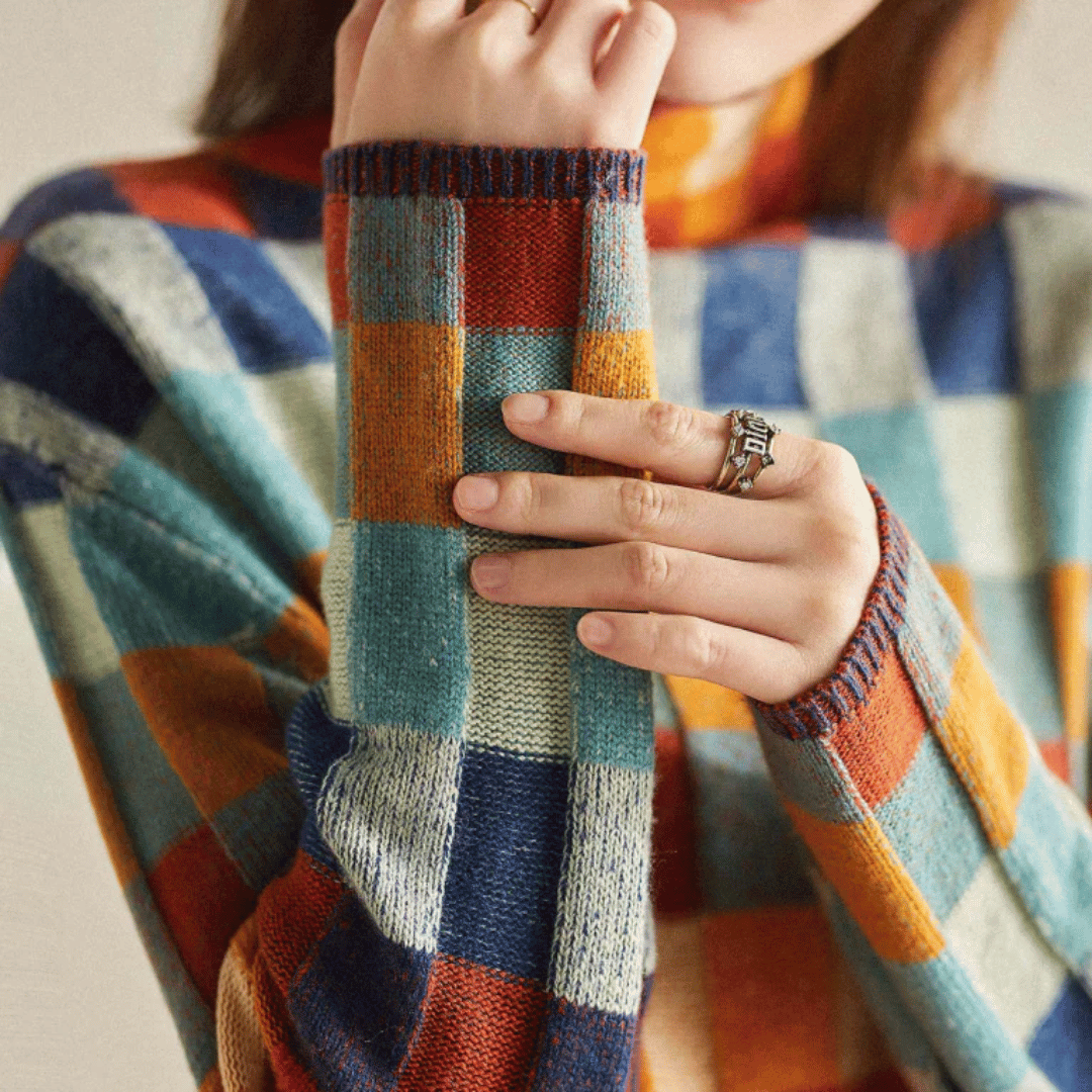 Ravelyn | Patchwork Turtleneck Sweater