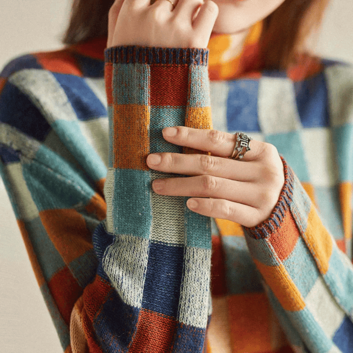 Ravelyn | Patchwork Turtleneck Sweater