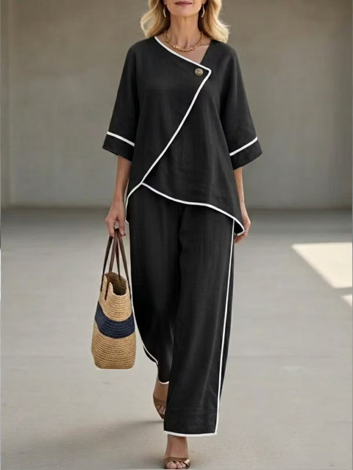 Sienna | Asymmetrical Linen Trousers Set