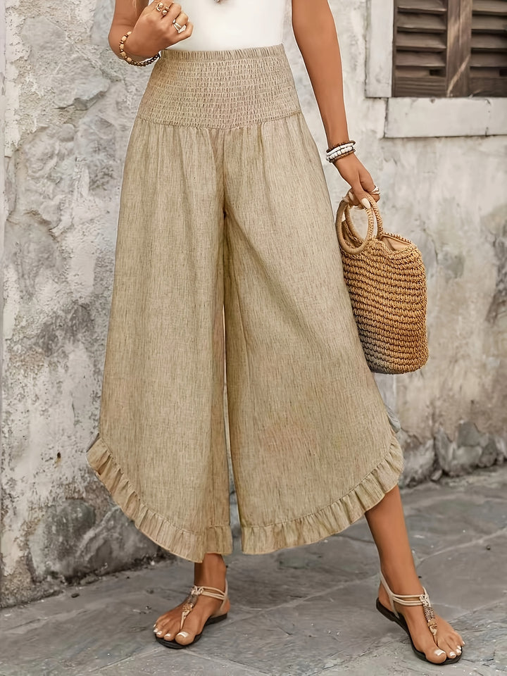 Avery | Ruffled High-Waist Wide Leg Trousers