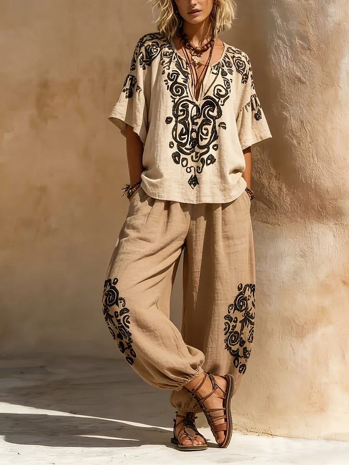 Wren | Ethnic Print Lantern Trouser Set