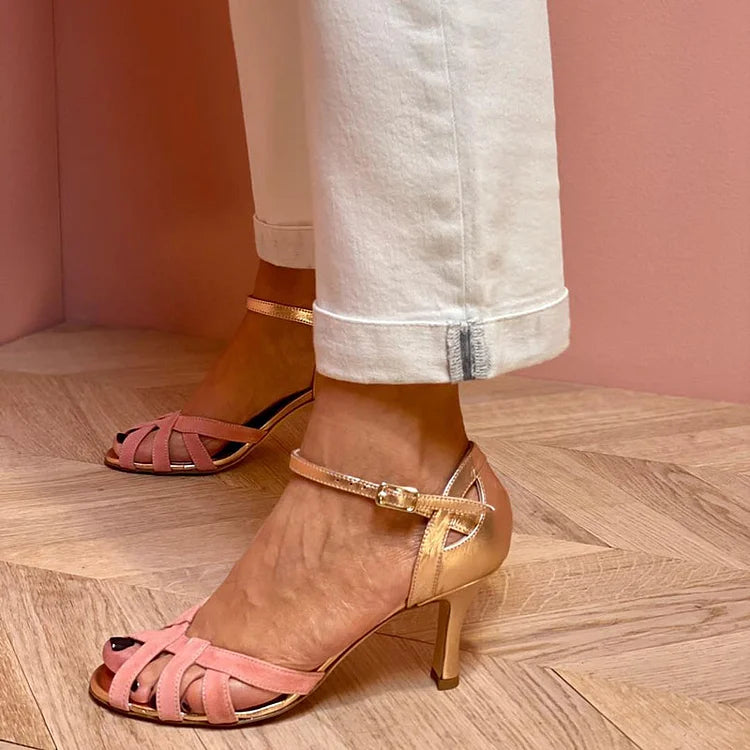 Nelia - Colour Block Cut-Out Peep-Toe Stiletto Heels