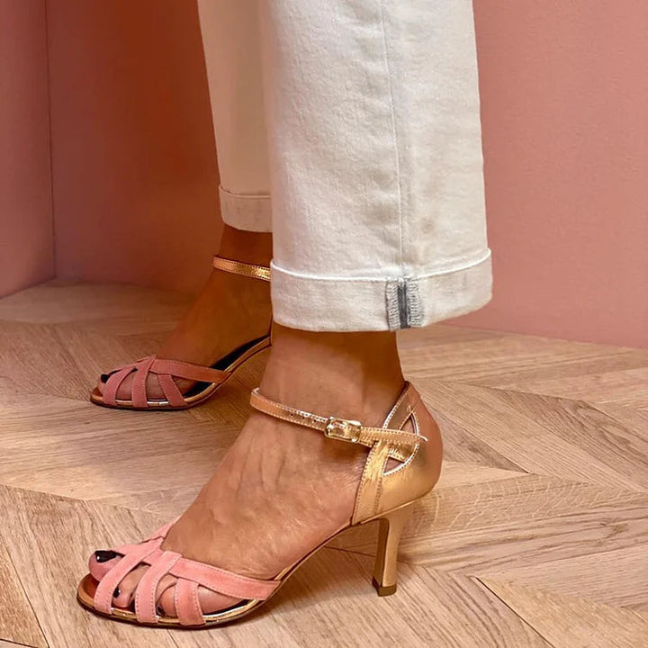 Nelia - Colour Block Cut-Out Peep-Toe Stiletto Heels