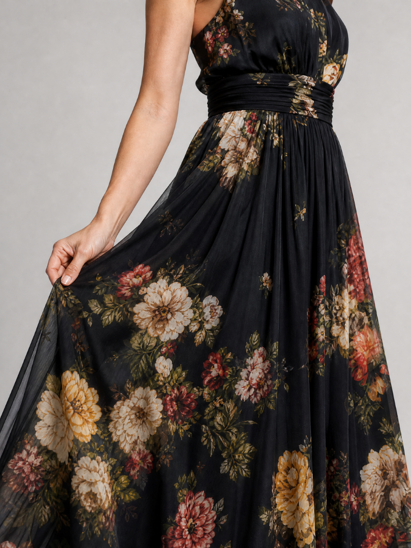 Sior | Midi Dress with Floral Halter Neck