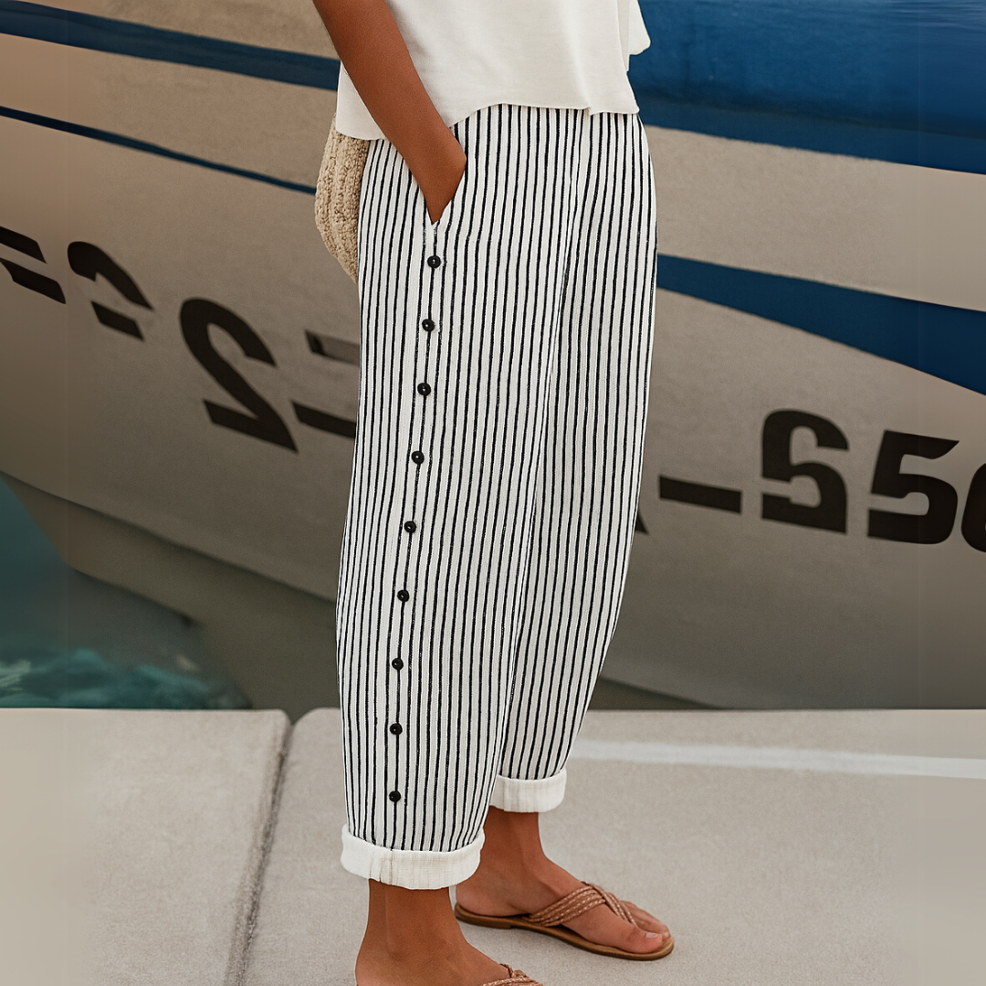 Diane - Striped Seabreeze Button-Up Trousers