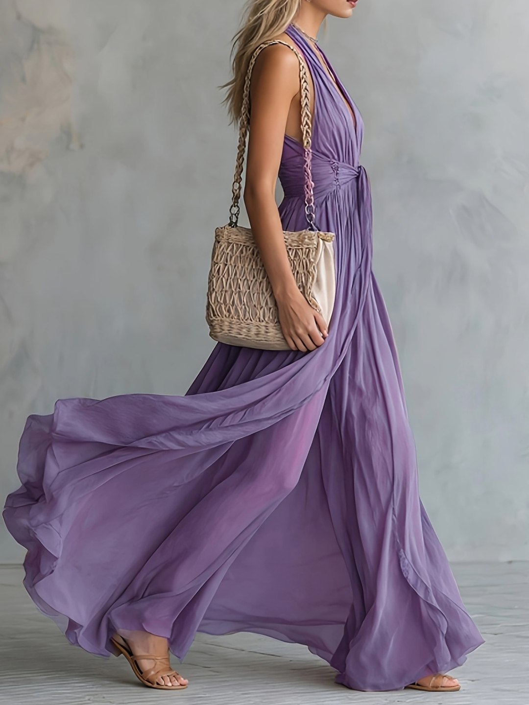 Wisteria | Chiffon Halter Maxi Dress