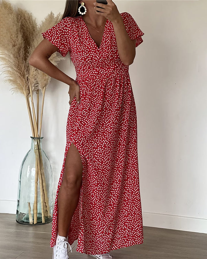 Tessa | Long Printed Dress with V-Neck