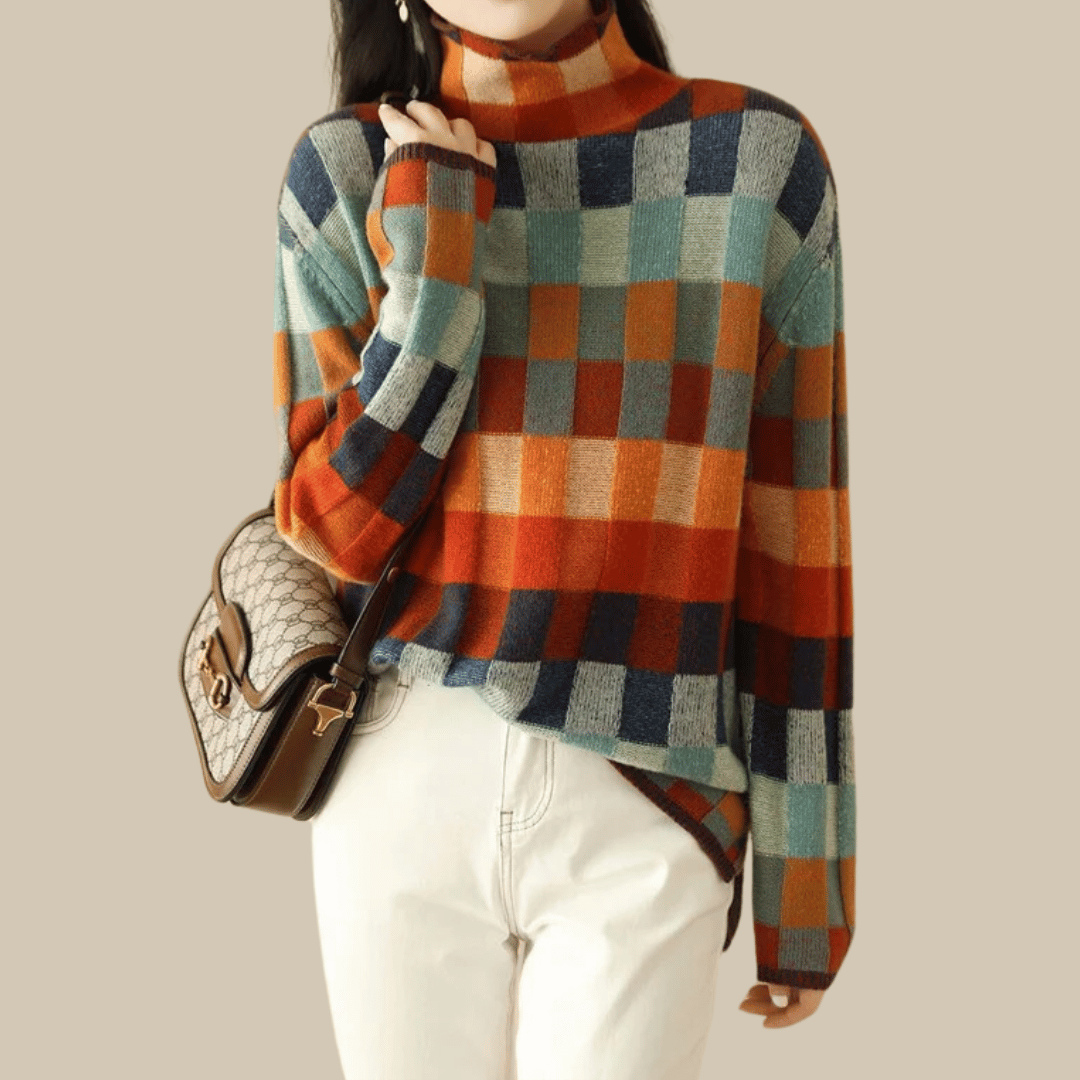 Ravelyn | Patchwork Turtleneck Sweater