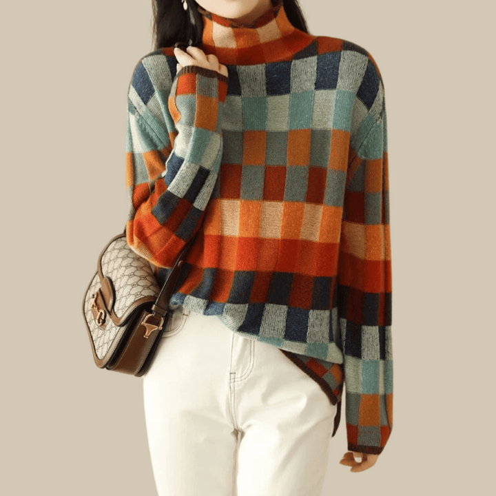 Ravelyn | Patchwork Turtleneck Sweater