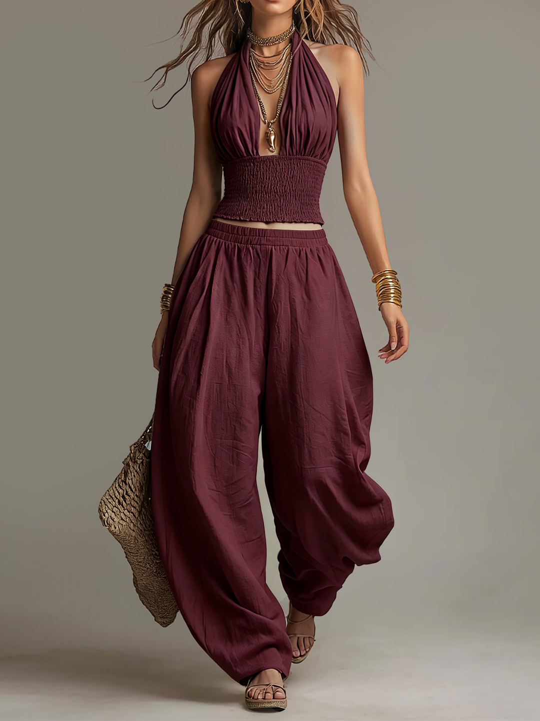 SOFIA | AMERICAN-STYLE TOP AND HAREM TROUSERS