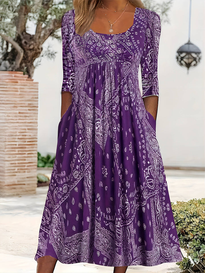 ELOWEN | CASUAL MIDI DRESS WITH LONG SLEEVES