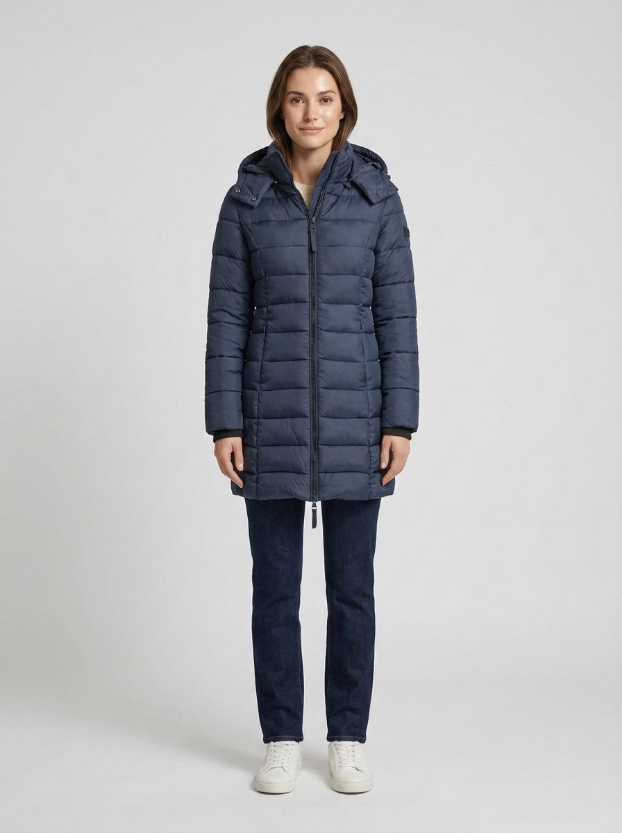 Women's Hooded Puffer Jacket Zip Long Sleeve Insulated Winter Outerwear