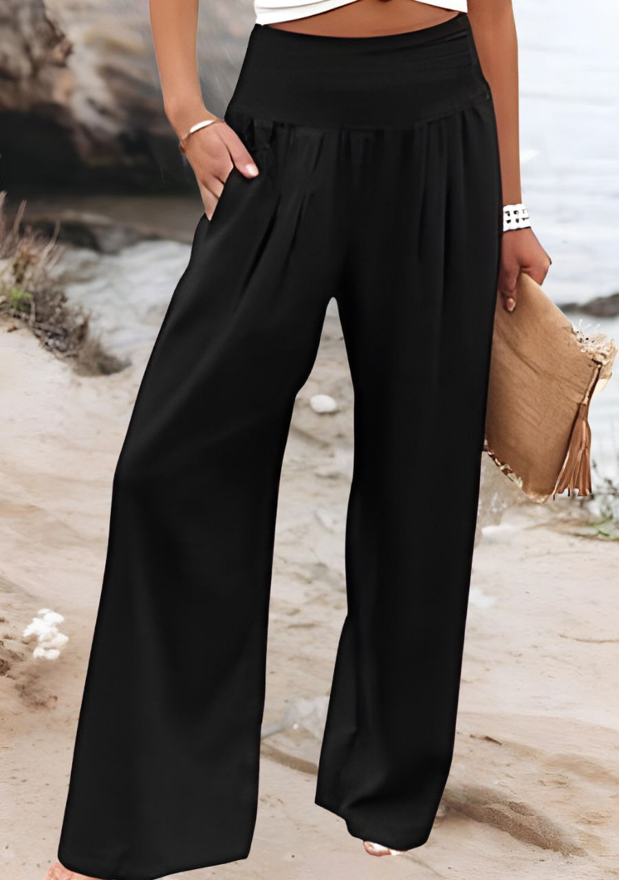 Deborah - Wide-Leg Trousers with Smocked Waist