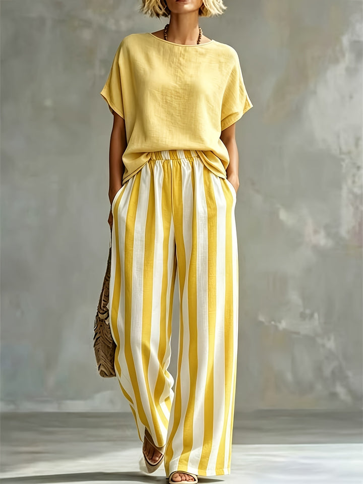 Marnie | Round Neck Linen-Look Set