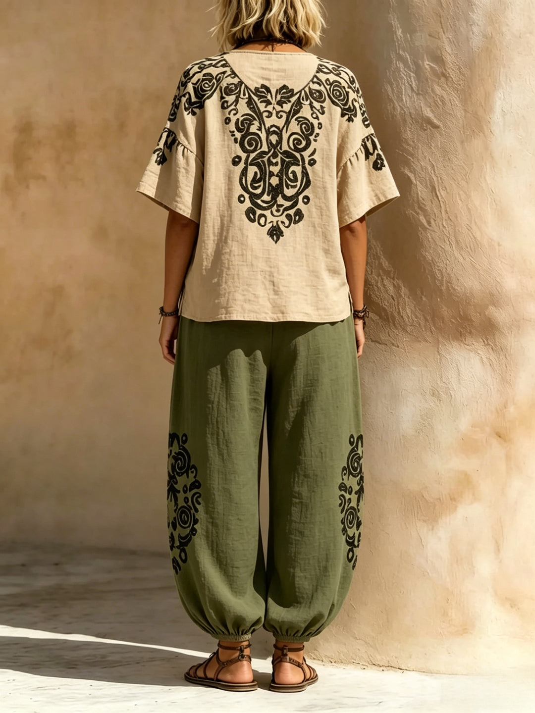 Wren | Ethnic Print Lantern Trouser Set