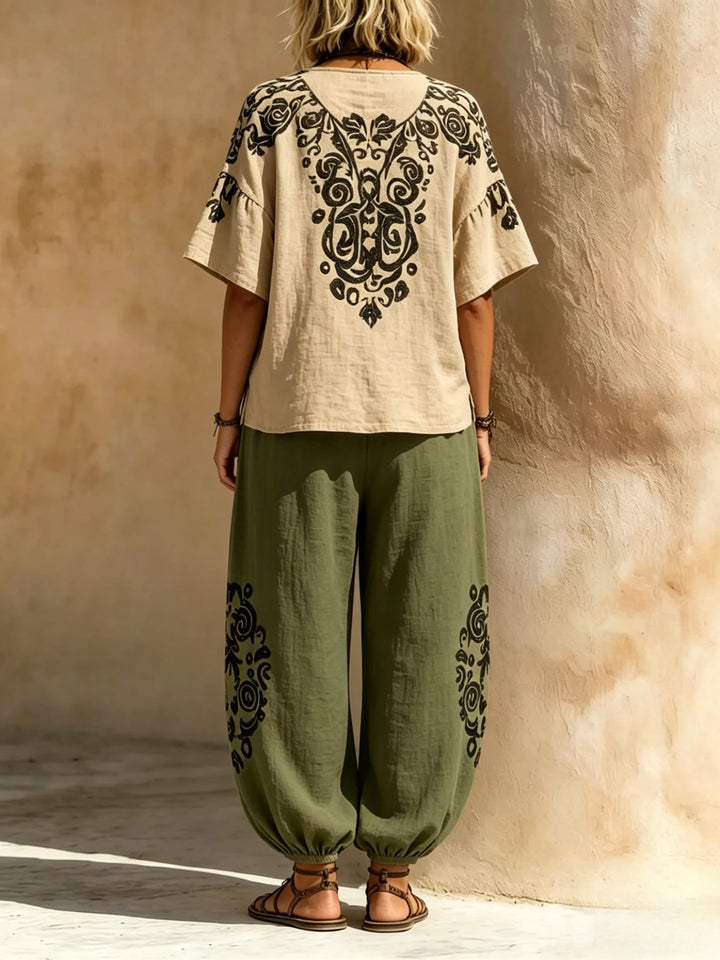 Wren | Ethnic Print Lantern Trouser Set