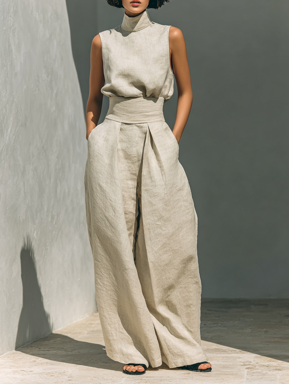 Maria | Sleeveless Top & Wide-Leg Trousers Set