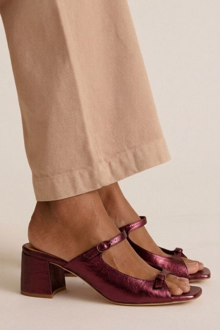 Wide Heel Slingback Cut-Out Colour Block Gold