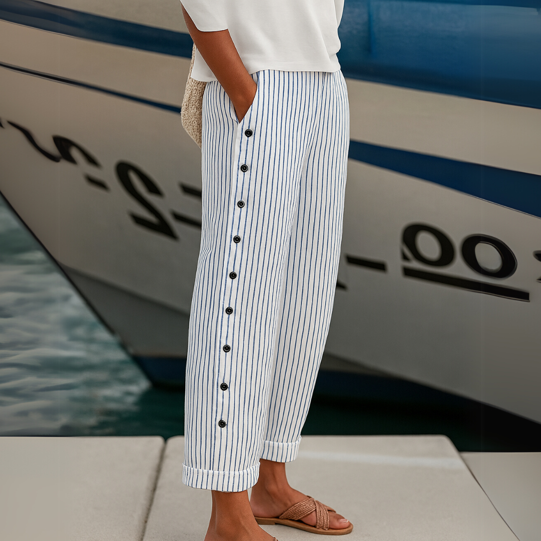 Diane - Striped Seabreeze Button-Up Trousers